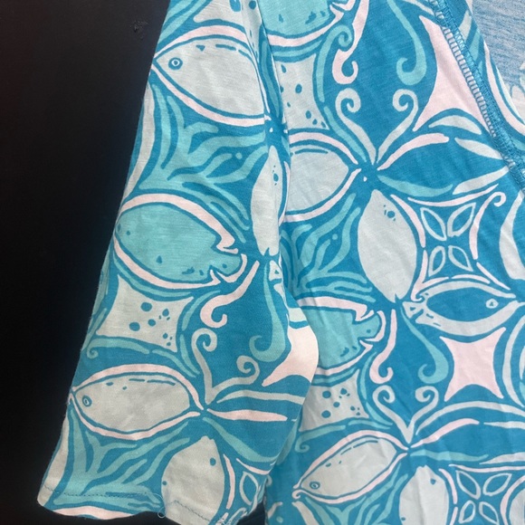 Lilly Pulitzer Fish Cotton Short Sleeve Dress Blue/White Small - Picture 6 of 6